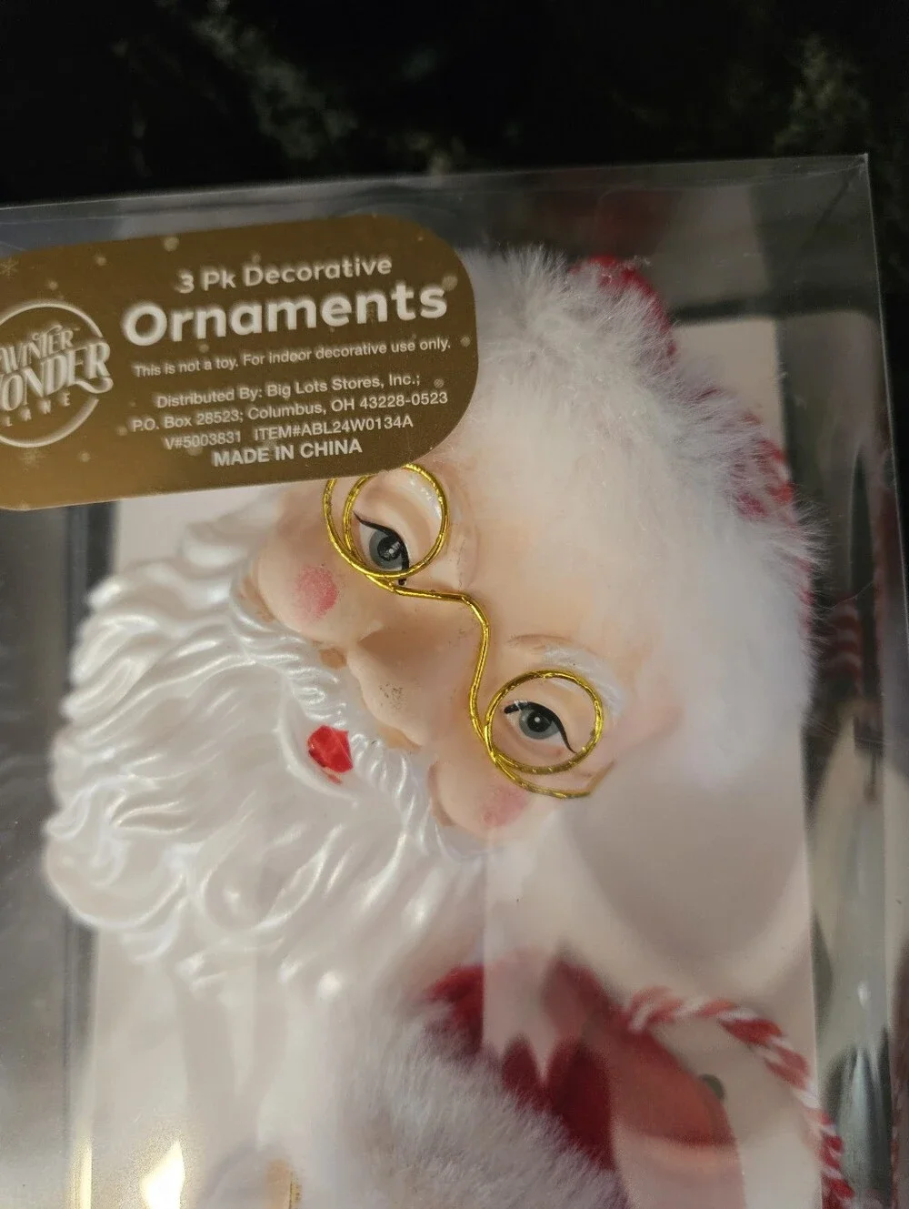New Holiday Wonderland Santa Claus Head Christmas Ornaments (3-Pack)